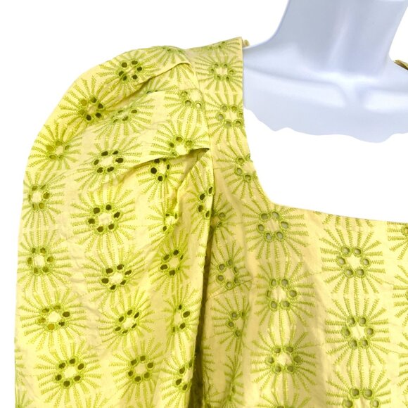 Zara Embroidered Openwork Puff Sleeve Peplum Top Size Small - Picture 3 of 13